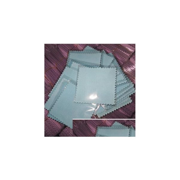 Andere Großhandel-200pcs 8x8cm Sier-Politur mit Opp-Taschen-Tuch für goldene Schmuck Reiniger blau Farbe Mikrofaser Wildleder Stoffmaterial Dr. Dhai1