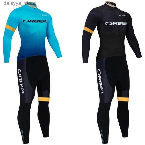 Bisiklet forması Setleri siyah Orbea Orca Kış Bisiklet Termal Polar Bisiklet Jersey Pantolon Set Erkek Kadın Ropa Ciclismo Takımı Por Bisiklet Giysileri231223