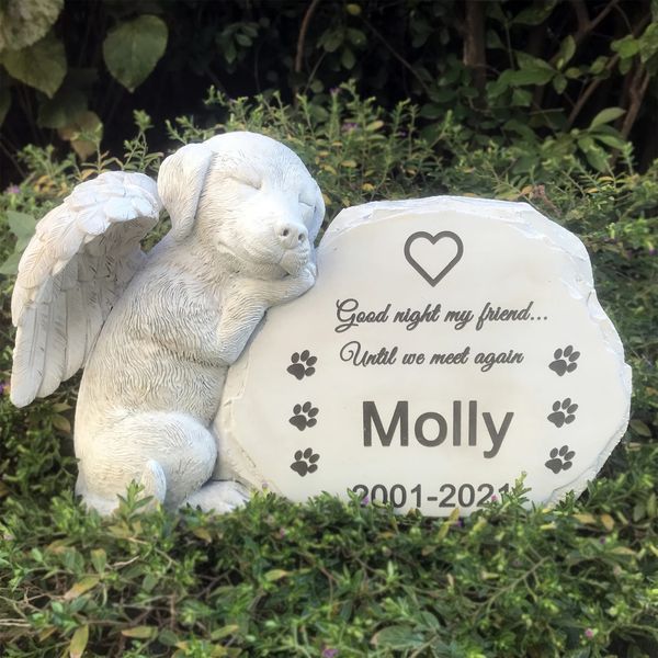 Dog Angel Pet Memorial Memorial Memorial Grave Tribute Tribute Statuepet Headstone Garden Stones 231222