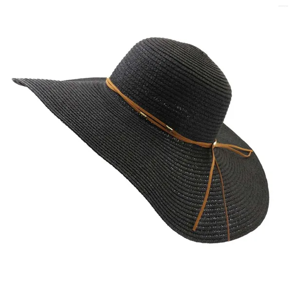 Capileiros largos Brim Caps Caps de moda feminina Sombra viseira Sun Hat Cap boné Baseball Cores sólidas Cores sólidas Personalidade de Bowknot Western Western