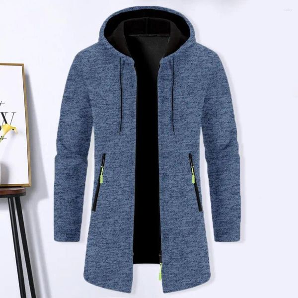 Maglioni maschili in tessuto di alta qualità uomo maglione elegante cardigan con cerniera con cappuccio per autunno di media lunghezza ispessita/inverno autunno/inverno