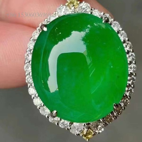 Sgarit Jewelry Grade A natürlicher Jadeit -Weißgold -Juwelen klassischer Frauen Grün Jade Stein Anhänger