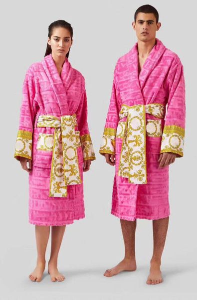 Hochwertige Herren Plus -Größe Außenbekleidungsmäntel Samt Bademantel Bademantel -Roben -Designer Barock Pyjamas Frauen Buchstaben Jacquard Druckschalzkragen Taschengürtel 955