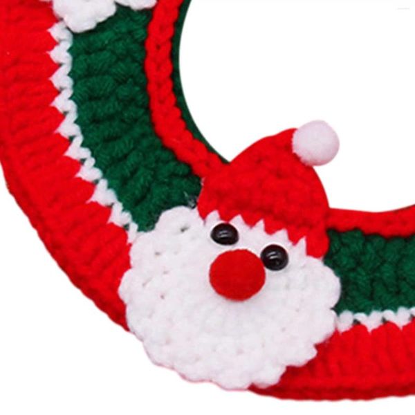 Köpek yaka örgü kedi yaka tatil Noel kıyafet Noel örgü eşarp yavru kedi kolye aksesuarları el dokuma tığ işi önlük