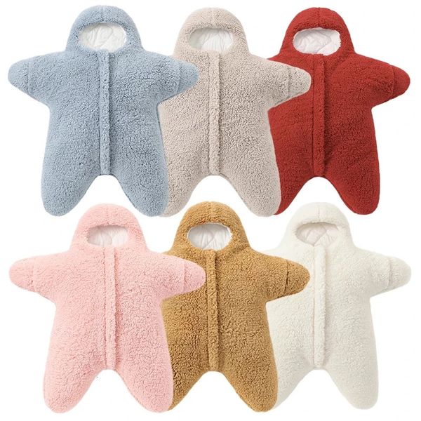 06 Monate Baby Schlafsäcke Seestern Form Winter geborene Wickeldecke wickeln warm warmes Baumwoll Schlafsack für Babys 231222