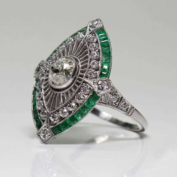 Mode Emerald Micro Set Zirkon Verlobungsring Luxus und prächtiges Diamantringarmband