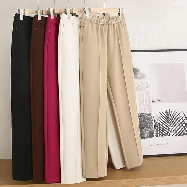 Pantaloni da donna 2023 più dimensioni indossano la vita di alta qualità dritta snello igienico in bianco e nero occidentale