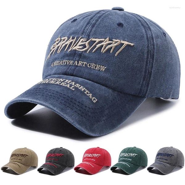 Ball Caps Spring/Summer Corean Stly Stlee Alphabet Emelcodery Washed Soft Top Baseball Cap