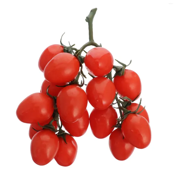 Decorazione per feste Lifelike Cherry Tomatoes simulato Schiaccia di frutta in schiuma PROPT FINICI Piante di plastica