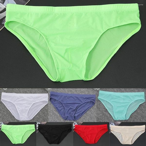 Underpants Men Sexy Underwear Ultra Soft Ice Silk G-String Thangs trasparenti brief gay setosi in pizzo setoso dry drying m-2xl