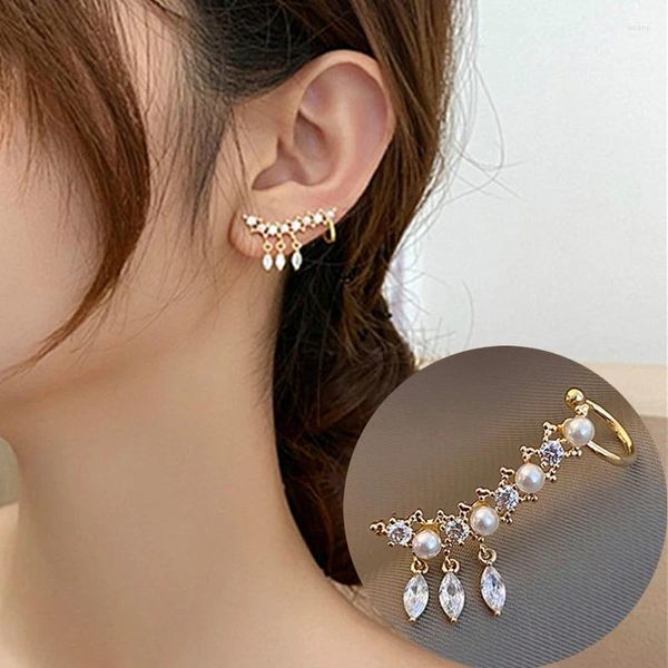 Dangle Ohrringe Perlenkristalltemperament Ohrclip und Bolzen ein Stück Quasten Ohrring Mode koreanische Frauen Schmuckzubehör Accessoires