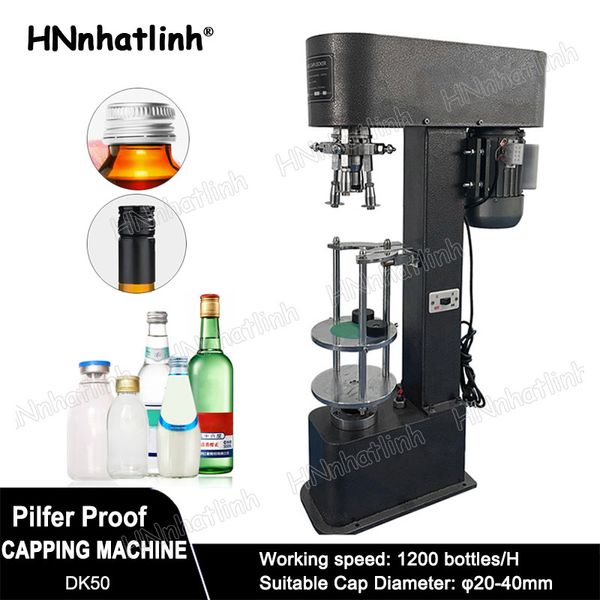 Yarı Otomatik Şarap Şişesi Metal Kilidi Alüminyum Kapak Sıkıştırma Makinesi Besleme Alüminyum ROPP Kapak Makineleri DK50
