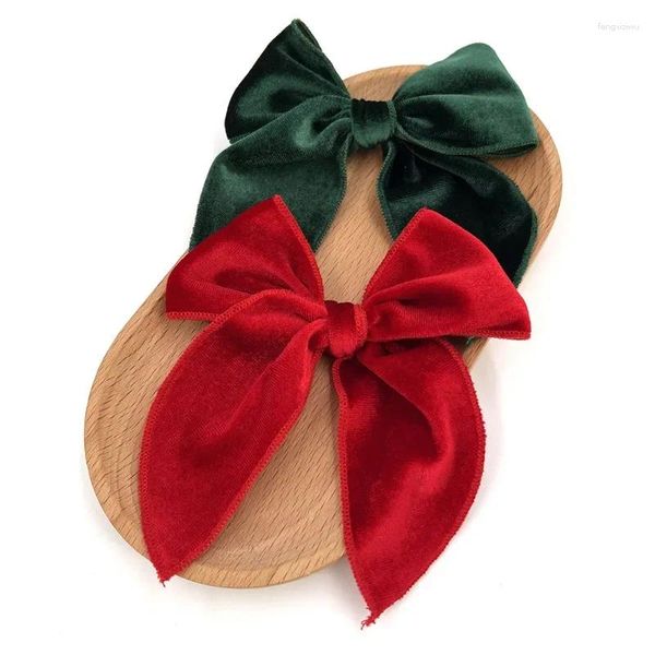 Accessori per capelli Velvet ricamato bordo clip per fiocco autunno e inverno Tessuto di tessuto per bambina Caspaggio natalizio