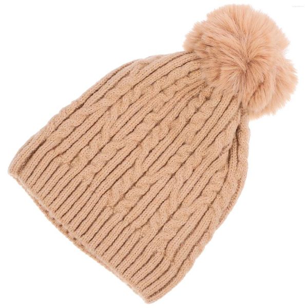 Берец кепки скручивают меховой мяч теплые шляпы Женщины осень осень и вязаная шапочка для ношения на открытом воздухе.