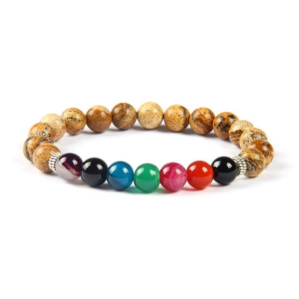 Neues Design hochwertiger Bild Steinperlen 7 Chakra Heilungsstein Yoga -Klasse Meditation Armband für Paare Geschenk248s