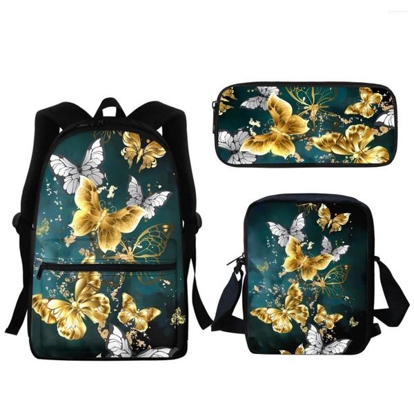 Schultaschen Mysterious Butterfly Fashion Rucksack Großkapazität Kinder Kinder Tasche lässig Mittagessen Satchel Bleistift zurück zu