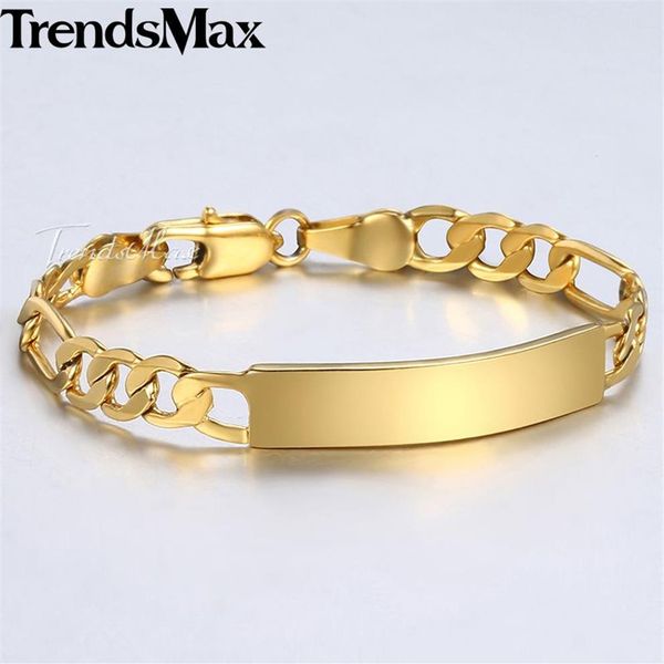 Trendsmax Babys Armband Gold gefüllt Figaro Kette glatte Armreifenverbindungs ​​-ID -Armband für Babykindjungen Mädchen 5mm 11 5 cm kgbm10256q
