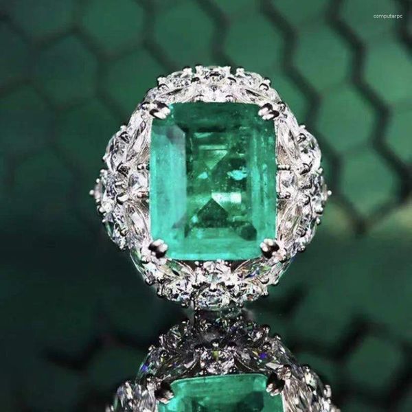 Eheringe Frauen simuliert Royal Sapphire Emerald Color Treasure Luxus übertrieben blumförmig verstellbarer Ring