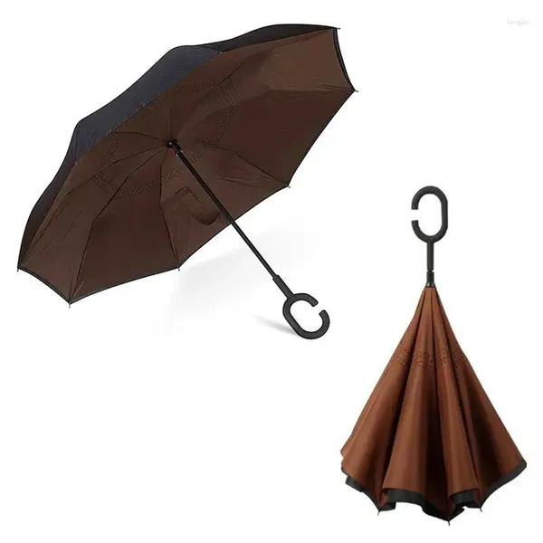 Guarda -chuvas de cabeça para baixo guarda -chuva de 42 polegadas invertida de dupla camada de chuva de chuva à prova d'água para adultos