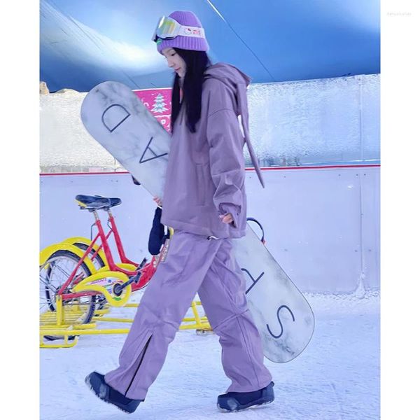 Racing Sets Ski Suit Ski Ear Mulheres espessando fêmeas em geral no inverno à prova d'água de esportes de montanhismo de esqui à prova d'água