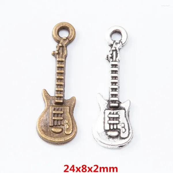 Charms 100 peças de guitarra de liga de zinco retro de metal pingente de guitarra para colar de jóias artesanais DIY Fazendo 7216