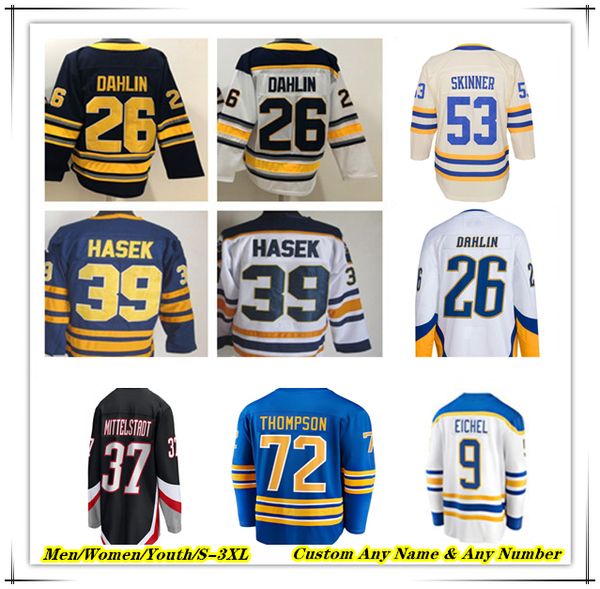 Rasmus Dahlin Hokey Forması Tage Thompson Alex Tuch Kyle Okposo Jeff Skinner JJ Petherka Casey Mittelstadt Dylan Cozens Greenway Zach Benson Connor Clifton Saber