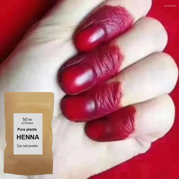 Nagel Glitzern Natural Pflanze Henna Pulver Schönheit färben Wein rot schwarz mit Werkzeugen Kunstfarben Gloss 20g