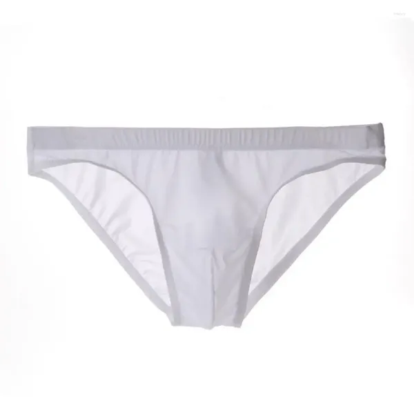 Underpants Breati trasparenti di seta di ghiaccio maschile pantaloni triangoli sexy a bassa vita che estate traspirabili u hombre convex cueca calzoncillos