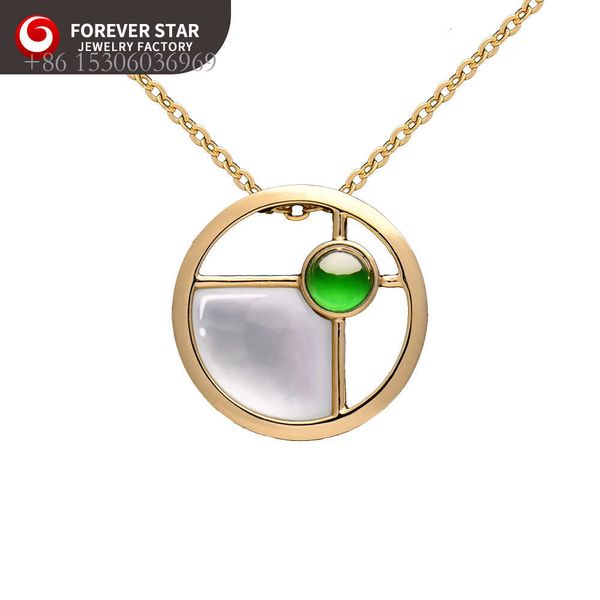 Qsualità più alta fatta personalizzata Genuina Gold Gold Gold Shell Imperial Green Green Giadeite Pendant Ciondoli