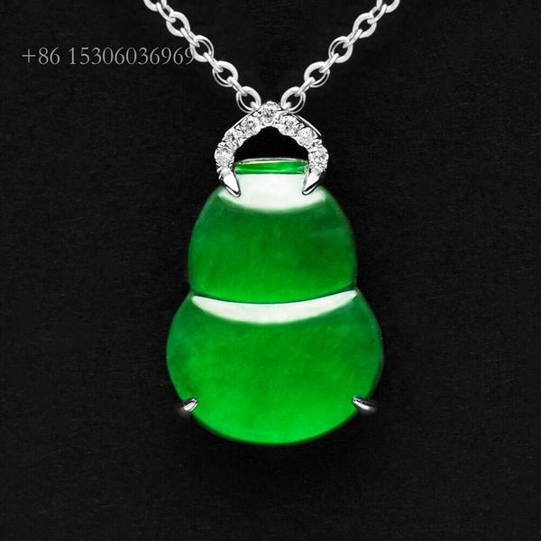 Zierliche natürliche hochgradige Jade -Anhänger Weißgold Icy Jadeit Cucurbit Anhänger