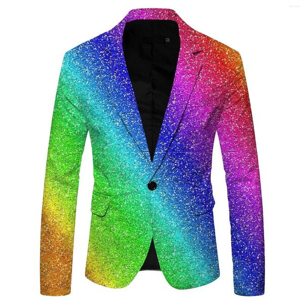 Abiti maschili da maschera da paillettes luminosa cappotto performance cappotto blu rosso viola blazer a v-collo nightclub smokclub