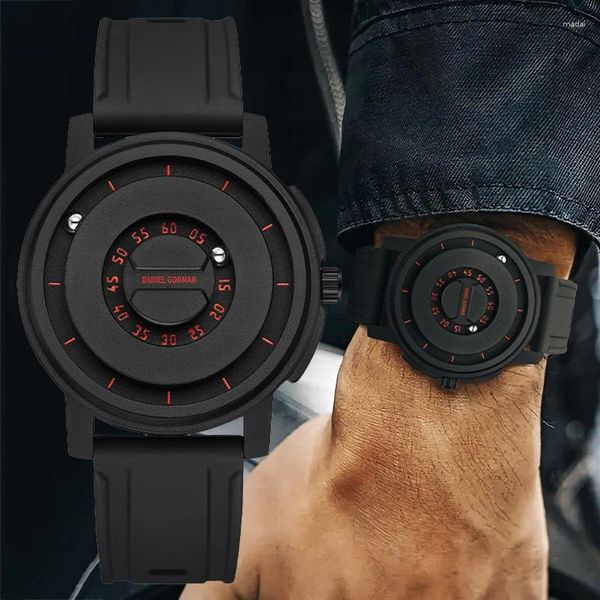 Armbanduhrenbeobachter für Männer schwarze Edelstahl -Hülle Männliche Quarz -Armbanduhr Magnetic Metall Perlenzeiger Konzeptionaler Zifferblatt Casual Man Uhr