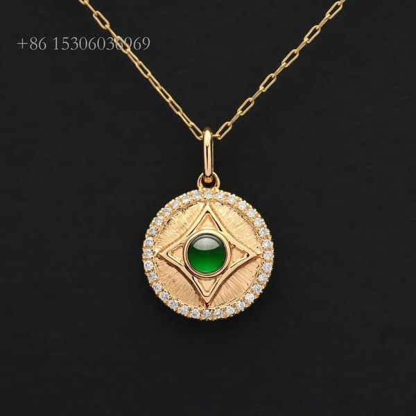 New Fashion Imperial Green Jade Real Gold Eingelegtes Diamant Jadeit -Anhänger für Frauen