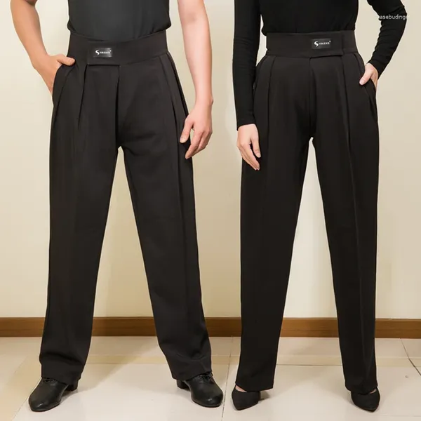 Abbigliamento da palcoscenico 2024 uomini donne pantaloni da ballo latina concorso da ballo per adulti touseri in alto in vita nero salsa salsa waltz