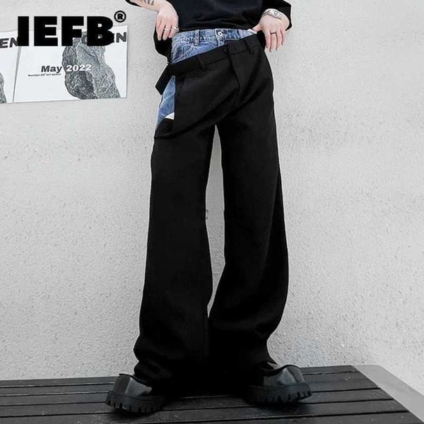 Herren Jeans IEFB MEN HOSE HOBEN DENIM STITCHING ELASTIVE TAY DESIGN CASILE 2023 Neuer Herbst Korean Fashion Kontrast Farbhosen 9A4959 YQ231016XH8Q