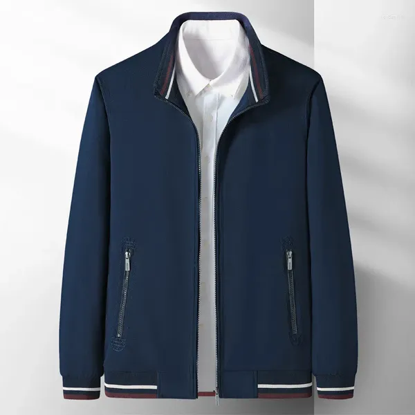 Jaquetas de jaquetas de roupas de lã de lã Slim Mens Solid Spleter Zipper Zipper Stcollar Casque de bolso de bolso Long Long