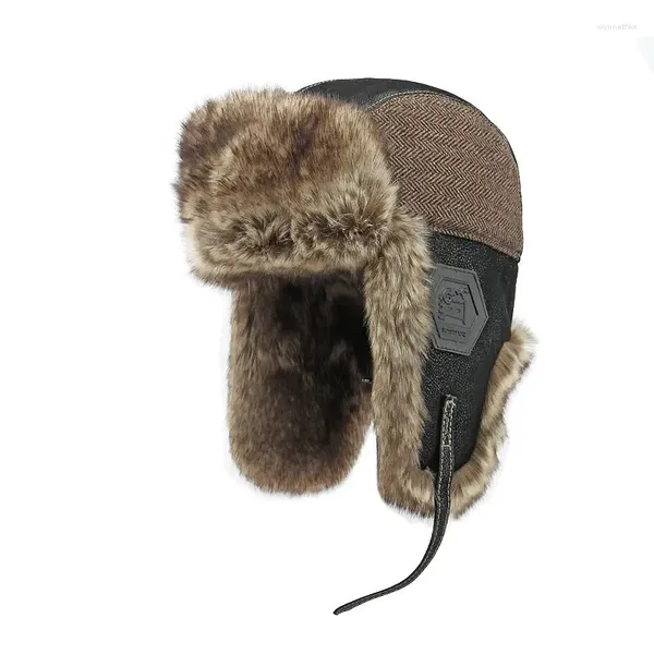 Berets Winter Baumwolle Feststoffschutzhut Verstellbare Schädel im Freien Mützen Bomber Hüte halten Sie eine warme Kappe für Männer und Frauen 08