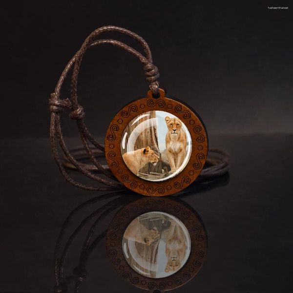 Anhänger Halsketten Tier Tigerglas Halskette Holz Vintage Schmuckzubehör mit unterschiedlichen Actionmuster und schöne Einfachheit