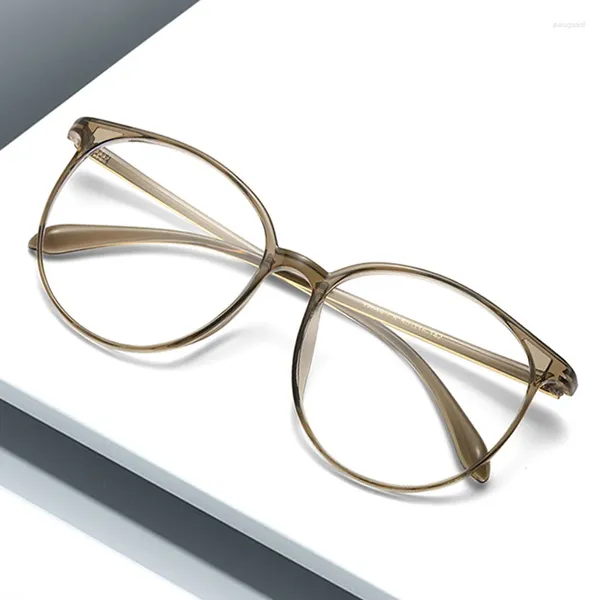 Güneş gözlükleri TR90 Mavi Mavi Hafif Gözlük Kadınlar Büyük Yuvarlak Gözlük Çerçeve Erkekler Bilgisayar Açık Sahte Optik Gözlük Oculos Com Grau