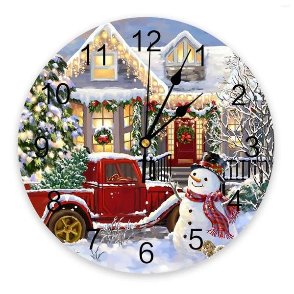 Wanduhren Weihnachten Schneemann Häuser Baum LKW rund Uhr Moderne Design Küche Hanging Uhr Home Decor Stille