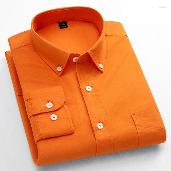 Camicie casual maschile classiche fit fasion cotone camicia a maniche lunghe per uomo top tasca sottile soft oxford abiti da ufficio a colori solidi