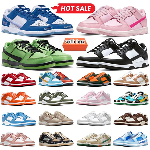 Con scarpe casual in scatola per uomini donne bambini panda grigio nebbia universitaria blu triplo rosa rosso medio verde squadra verde sandrift maschili allenatori sneaker sportivi all'aperto