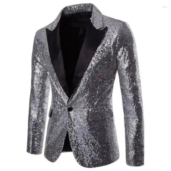 Erkekler Suits Erkek Sequins Designs Plus Boyut 2xl Siyah Velvet Gold Sequined Suit Ceket DJ Club Stage Party Düğün Giysileri