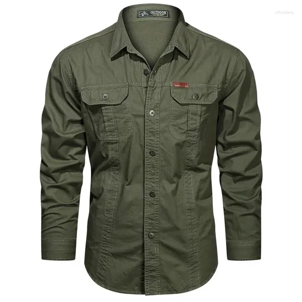 Мужские повседневные рубашки ретро грузовая рубашка куртка военные коваты мужское социальное платье в стиле сафари мужское топ -блуз