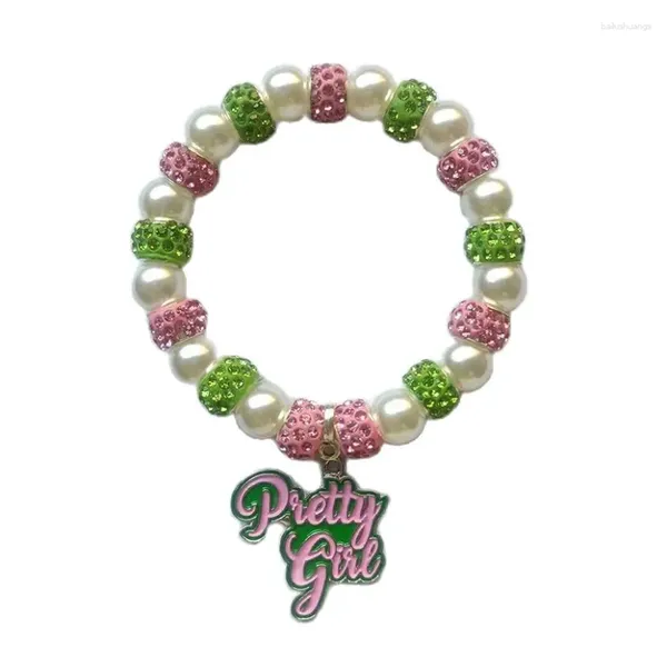 Strand Pink Green Friendship Jewelry Greek Letter icônico Pingente de pendente de metal