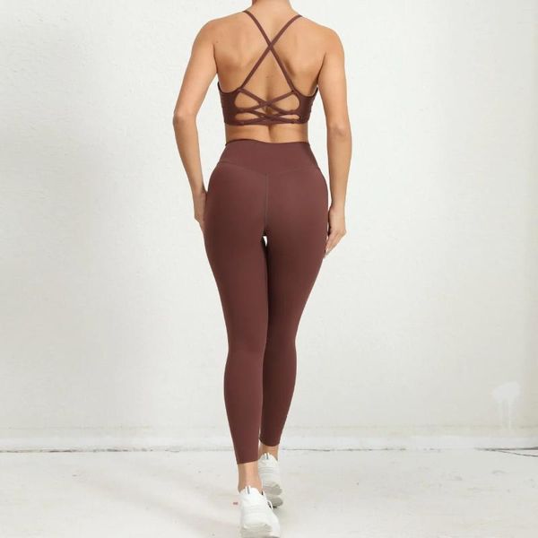 Conjuntos ativos treino feminino lycra gym women women push up sport suther leggings roupas para mulheres roupas esportivas de roupas esportivas usam marinho marrom vermelho