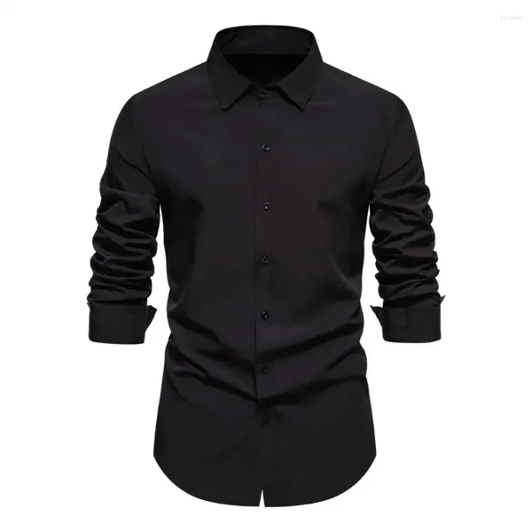Мужские повседневные рубашки с длинным рукавом свободно подходит для рубашки с твердым цветом мужчины формальный бизнес -стиль тонкий для профессионалов