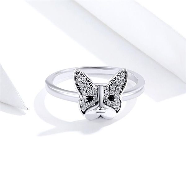 Whole Silver Pet French Bulldog Ring de dedo empilhável para mulheres Banda de Halloween Banda Banda Perfeição de Christmas Presente Jewel285f