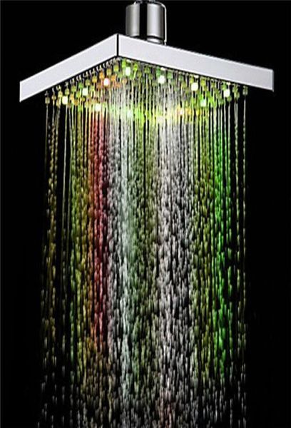 1pc chuveiro de cabeça quadrada de cabeça clara água de chuva 26 casa de banheiro doméstico troca de chuveiro automático 7 cores para o banheiro DropShip APR121483499