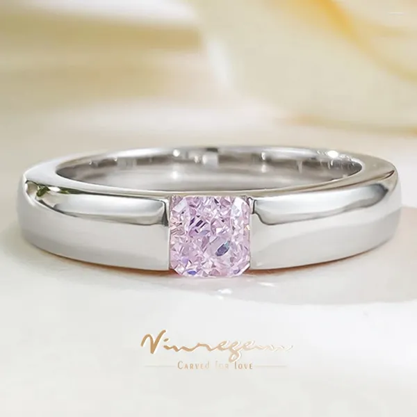 Кластерные кольца Vinregem 5 мм измельченные лаборатории создано сапфировое драгоценное камень Элегантное кольцо для женщин 925 Стерлинговое серебро помолвка